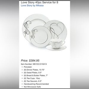 Mikasa - love story 40pc set

New - unopened from Macy’s
